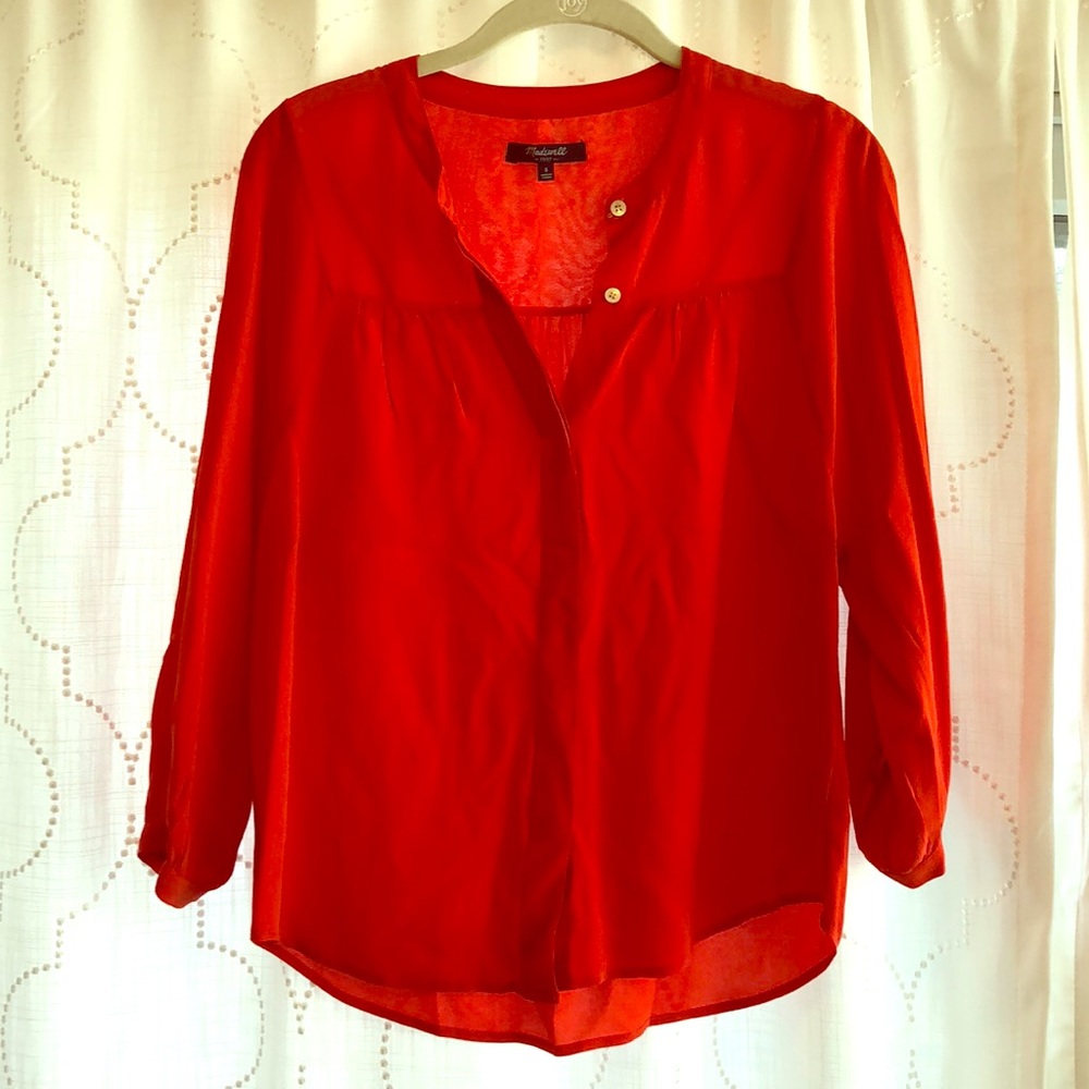 Madewell Orange Silk Top